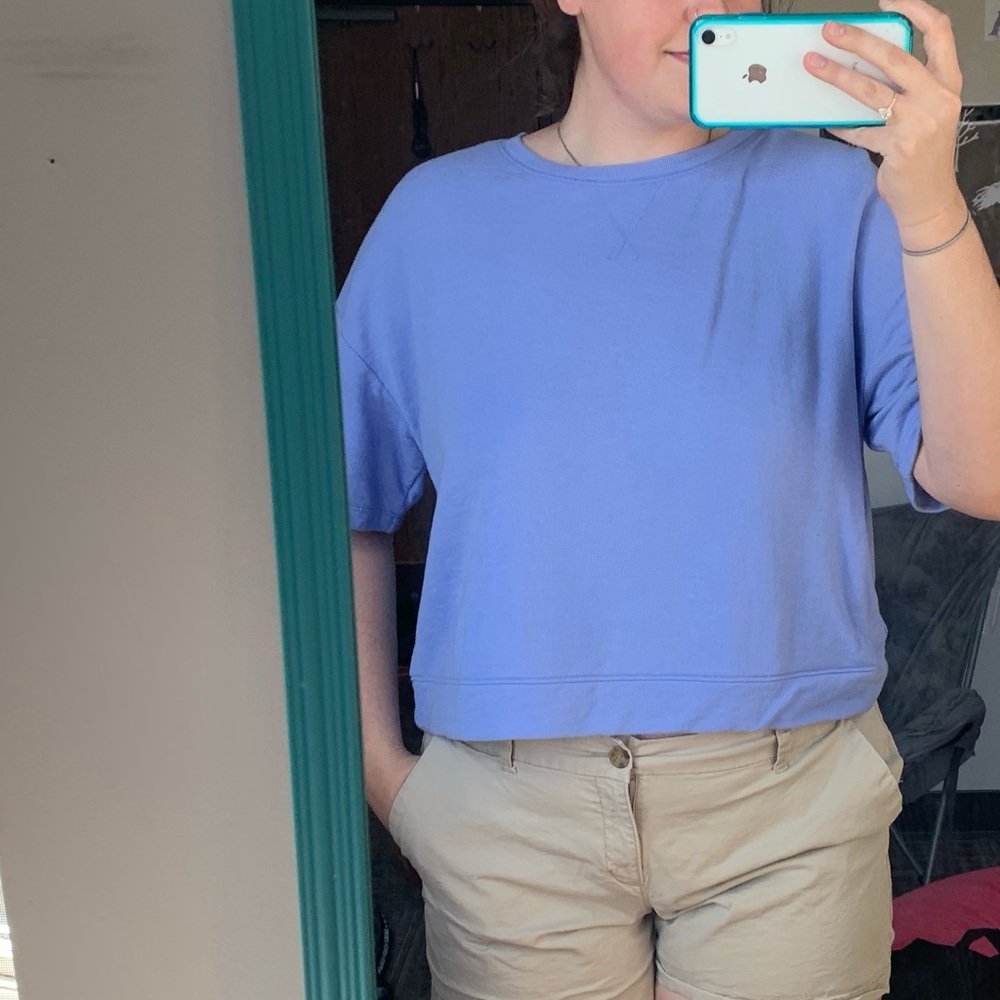 Cropped short sleeve hoodie material
